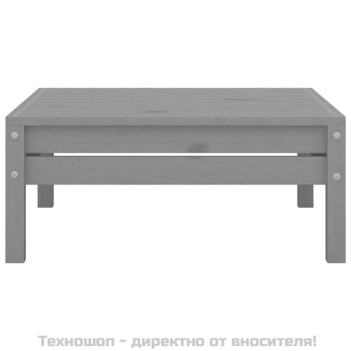 Градински лаундж комплект, 3 части, бор масив, сив