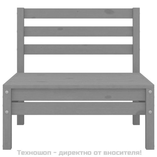 Градински лаундж комплект, 4 части, бор масив, сив