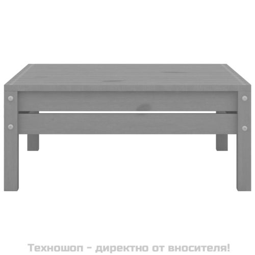 Градински лаундж комплект, 4 части, бор масив, сив