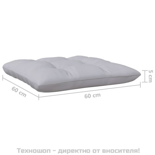 Градински лаундж комплект 3 части сиви възглавници бор масив