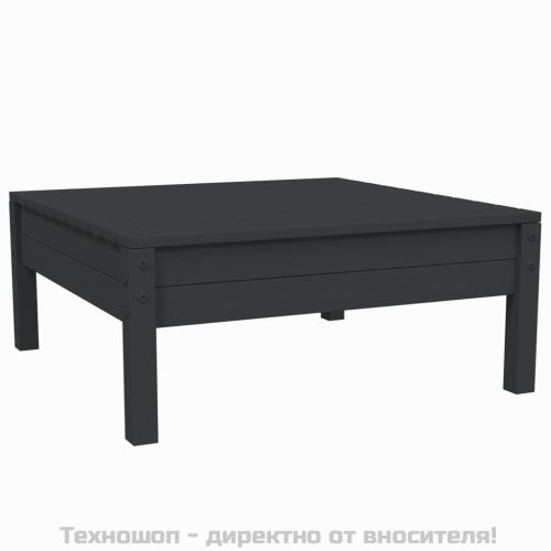 Градински комплект от 3 части, с възглавници, черен, бор масив