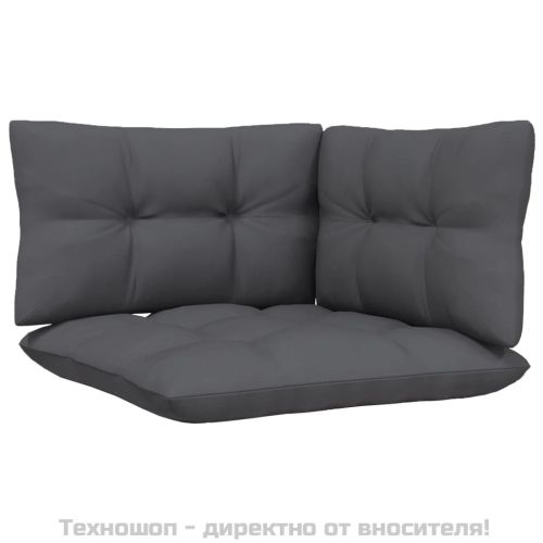 Градински комплект от 3 части, с възглавници, черен, бор масив