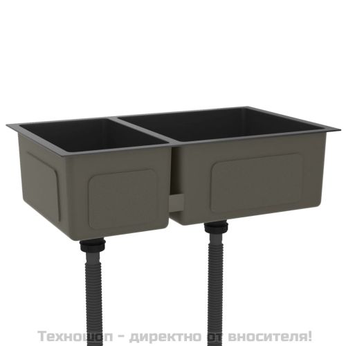 Кухненска мивка, черна, неръждаема стомана