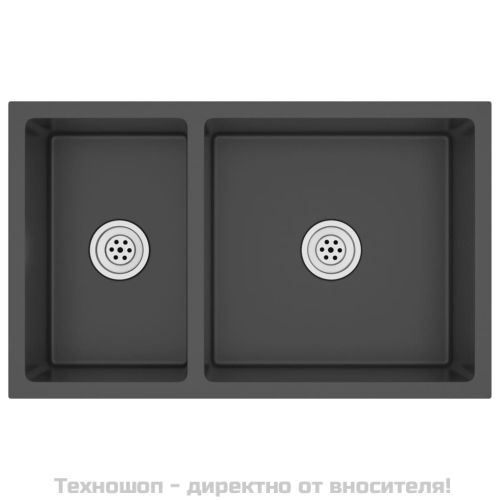 Кухненска мивка, черна, неръждаема стомана