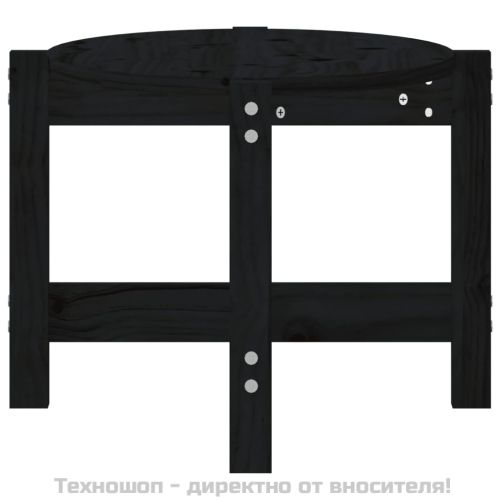 Кафе маса, черна, 87x48x35 см, борово дърво масив