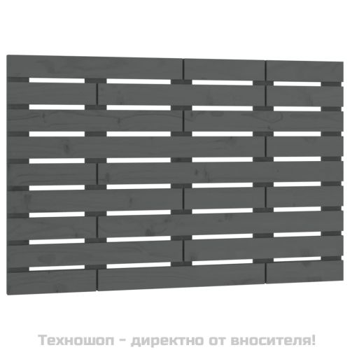 Стенна табла за спалня, сива, 96x3x63 см, борово дърво масив