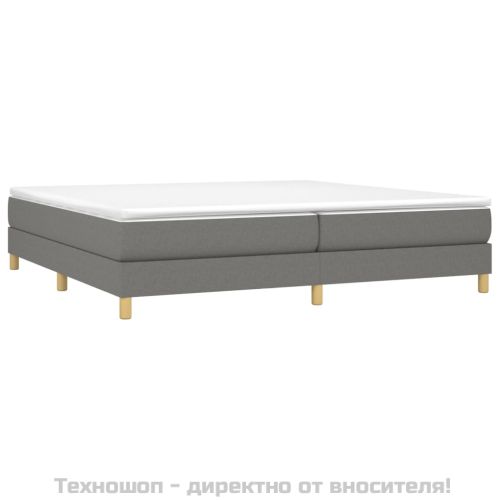 Боксспринг легло с матрак, тъмносиво, 200x200 см, плат