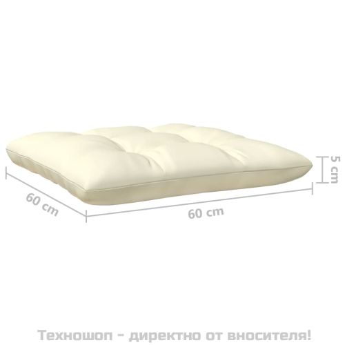 Градински комплект от 3 части с кремави възглавници бор масив