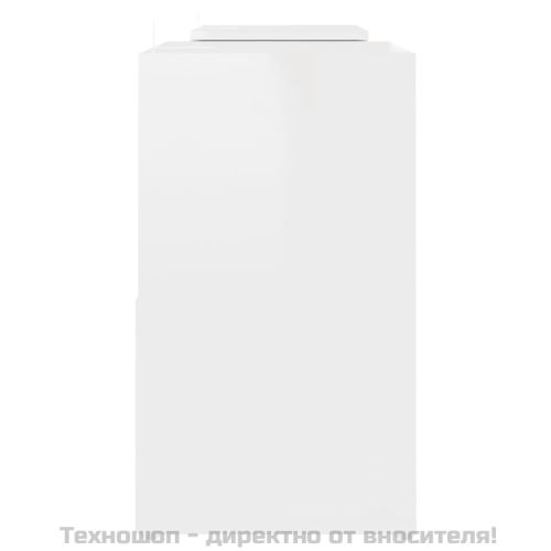 ТВ шкаф, бял гланц, 104x30x52 см, инженерно дърво