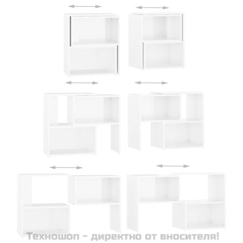 ТВ шкаф, бял гланц, 104x30x52 см, инженерно дърво