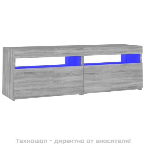 ТВ шкаф с LED осветление, сив сонома, 120x35x40 см
