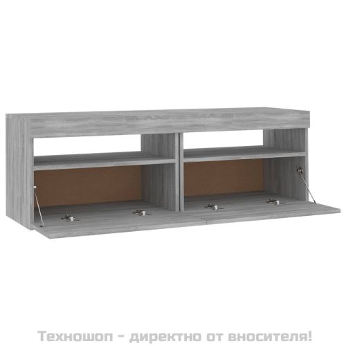ТВ шкаф с LED осветление, сив сонома, 120x35x40 см