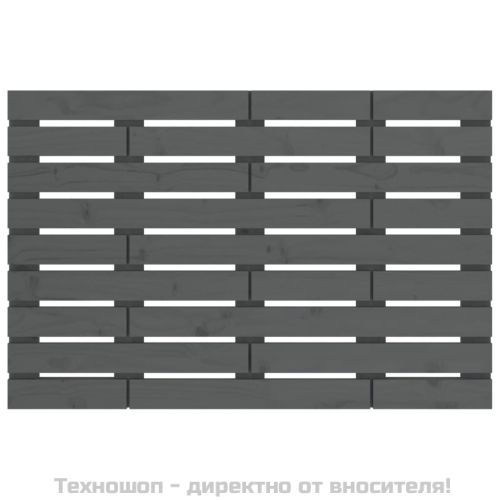 Стенна табла за спалня, сива, 81x3x63 см, борово дърво масив