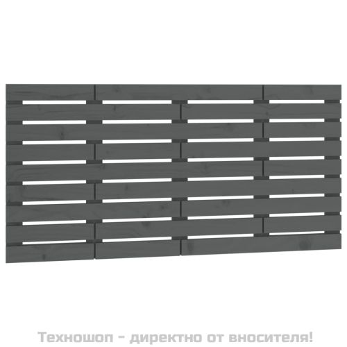 Стенна табла за спалня, сива, 146x3x63 см, борово дърво масив