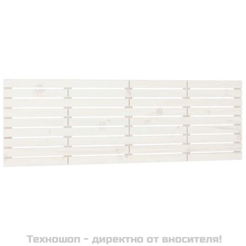 Стенна табла за спалня, бяла, 166x3x63 см, борово дърво масив