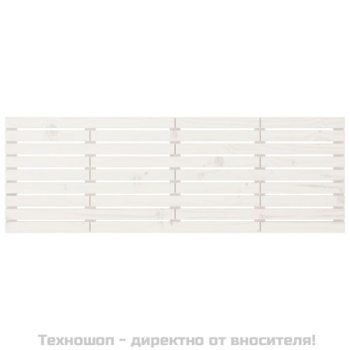 Стенна табла за спалня, бяла, 166x3x63 см, борово дърво масив