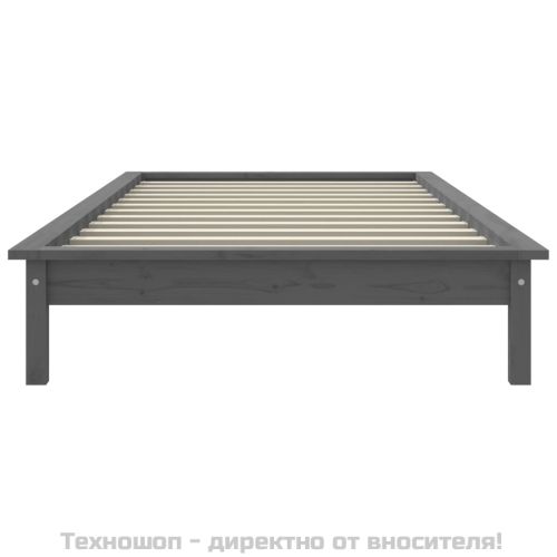 Рамка за легло, сива, бор масив, 90x190 см, Single