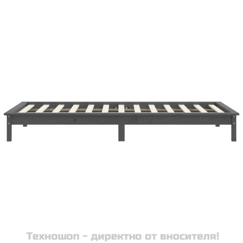 Рамка за легло, сива, бор масив, 90x190 см, Single