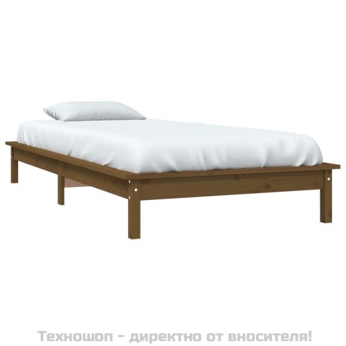 Рамка за легло, меденокафява, бор масив, 90x190 см, Single
