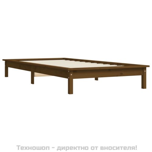 Рамка за легло, меденокафява, бор масив, 90x190 см, Single