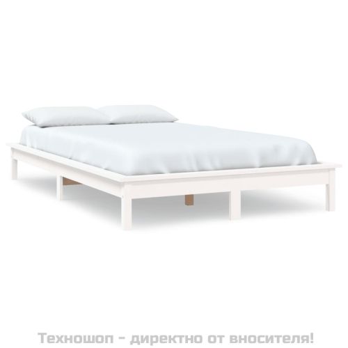 Рамка за легло, бяла, 140х200 см, бор масив