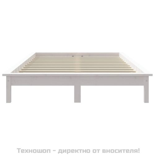 Рамка за легло, бяла, 140х200 см, бор масив