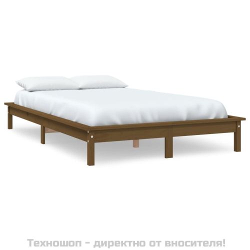 Рамка за легло, меденокафява, бор масив, 140x200 см