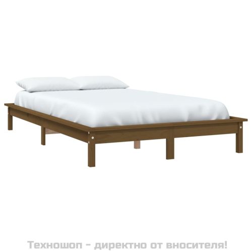Рамка за легло, меденокафява, бор масив, 140x200 см