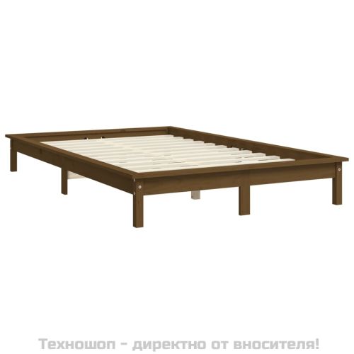 Рамка за легло, меденокафява, бор масив, 140x200 см