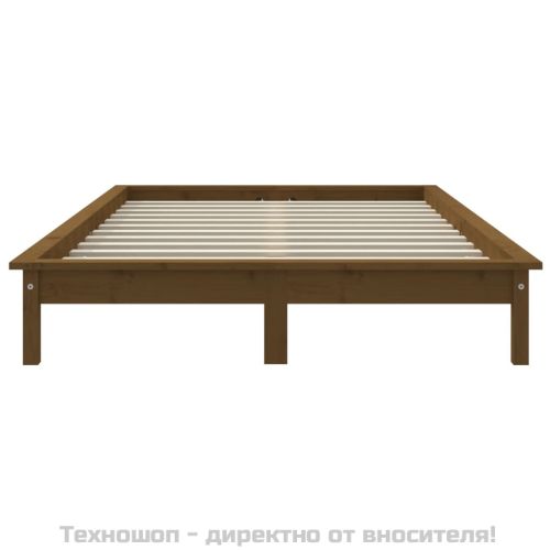 Рамка за легло, меденокафява, бор масив, 140x200 см