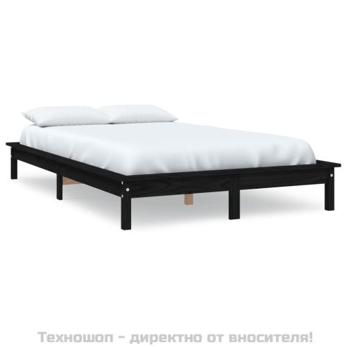 Рамка за легло, черна, 150x200 cм King Size размер, бор масив