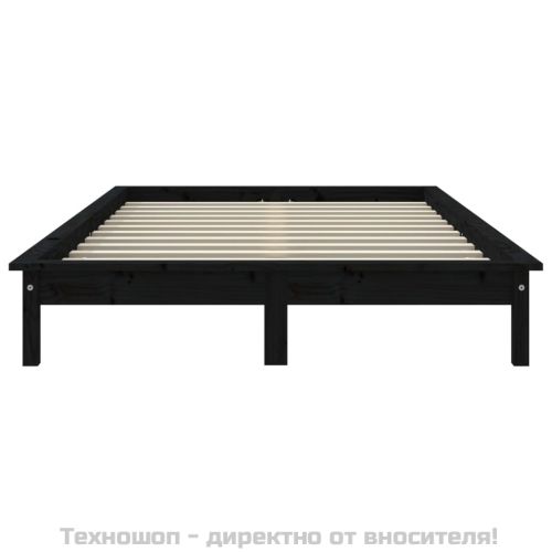 Рамка за легло, черна, 150x200 cм King Size размер, бор масив
