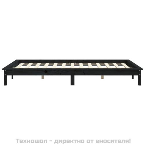 Рамка за легло, черна, 150x200 cм King Size размер, бор масив