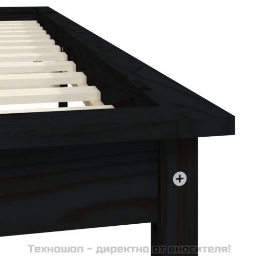 Рамка за легло, черна, 150x200 cм King Size размер, бор масив