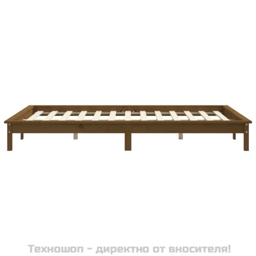 Рамка за легло, меденокафява, бор масив, 160x200 см