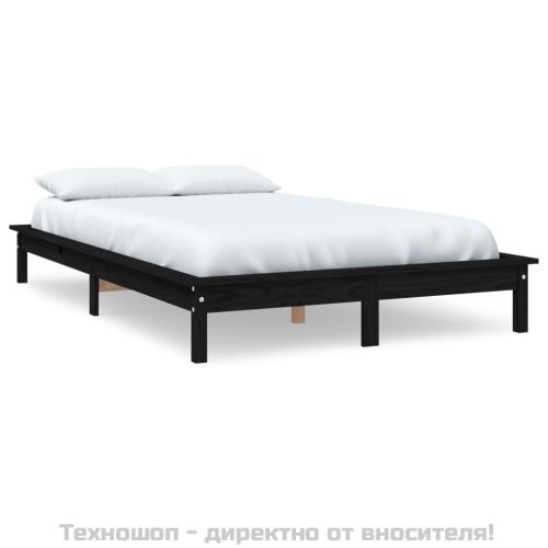 Рамка за легло, черна, бор масив, 160х200 см
