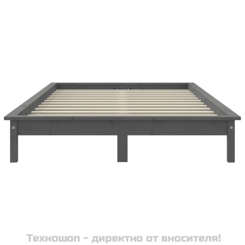 Рамка за легло, сива, 200х200 см, бор масив