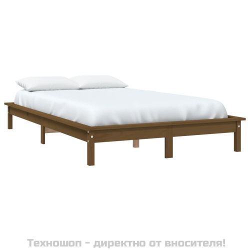 Рамка за легло меденокафява бор масив 135x190 см, Double