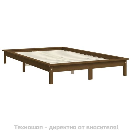 Рамка за легло меденокафява бор масив 135x190 см, Double