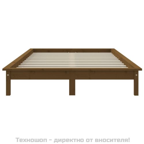 Рамка за легло меденокафява бор масив 135x190 см, Double