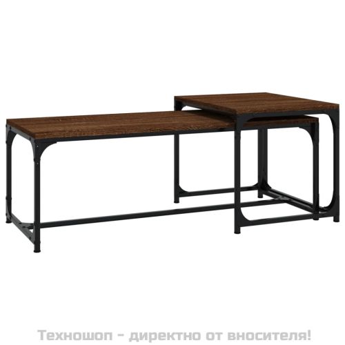 Кафе маси, 2 бр, кафяв дъб, инженерно дърво