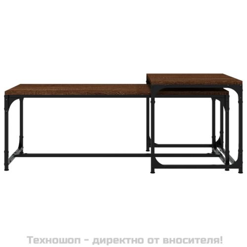 Кафе маси, 2 бр, кафяв дъб, инженерно дърво