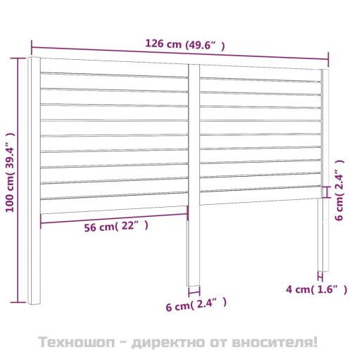 Горна табла за легло, 126x4x100 см, бор масив