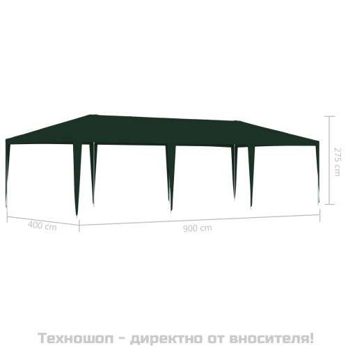 Професионална парти шатра, 4x9 м, зелена, 90 г/м²