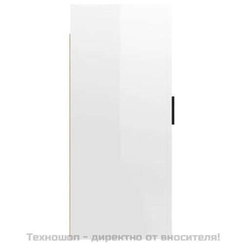 ТВ шкаф за стенен монтаж, бял гланц, 40x34,5x80 см