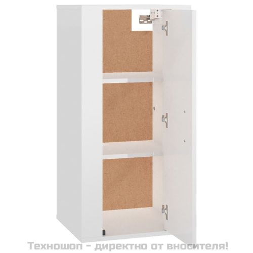 ТВ шкаф за стенен монтаж, бял гланц, 40x34,5x80 см