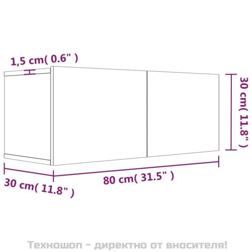 ТВ шкаф, сив сонома, 80x30x30 см, инженерно дърво