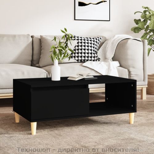 Кафе маса, черна, 90x50x36,5 см, инженерно дърво