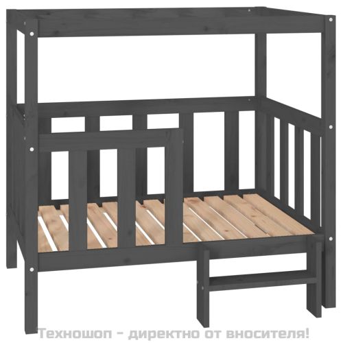 Кучешко легло, Сиво, 105,5x83,5x100 см, борова дървесина масив