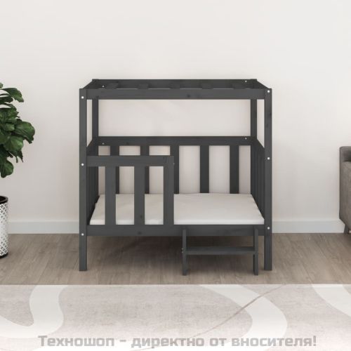 Кучешко легло, Сиво, 105,5x83,5x100 см, борова дървесина масив